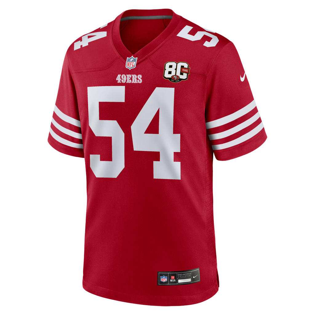 Men's San Francisco 49ers Fred Warner White 80th Anniversary