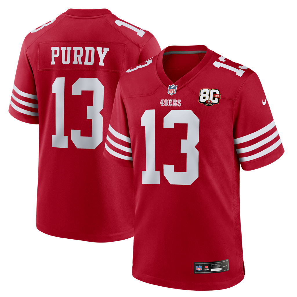 Men's San Francisco 49ers Brock Purdy Scarlet 80th Anniversary