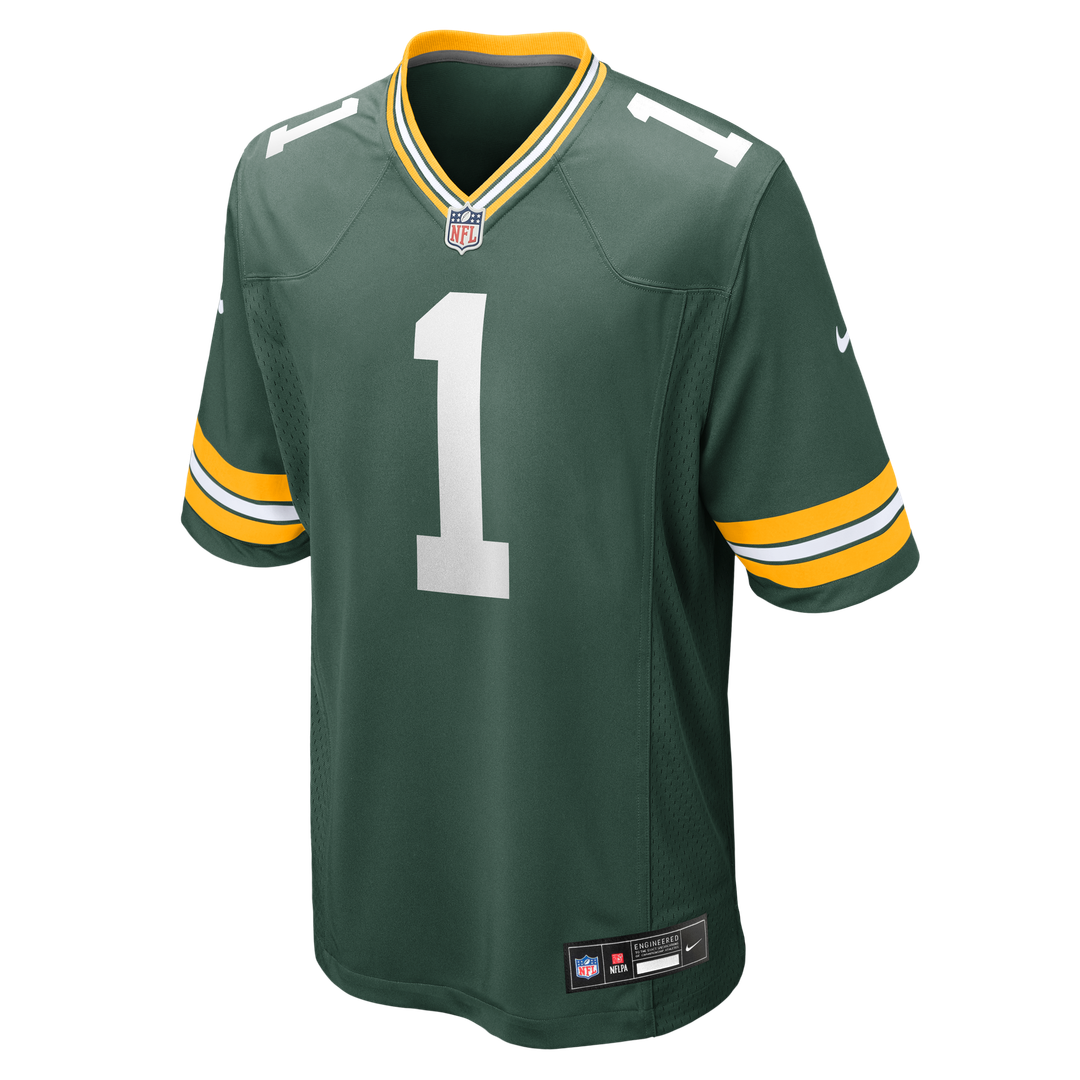 Men's Green Bay Packers Number 1 Groom Green Jersey