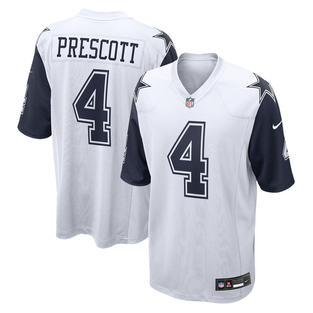 Men's Dallas Cowboys Dak Prescott White Alternate Game Team Jersey