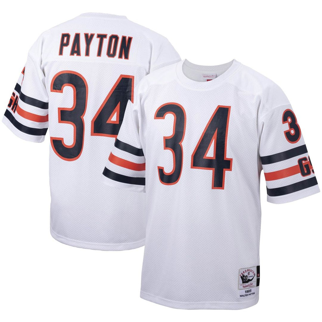 Men's Chicago Bears 1985 Walter Payton White Authentic Throwback Retired Player Jersey