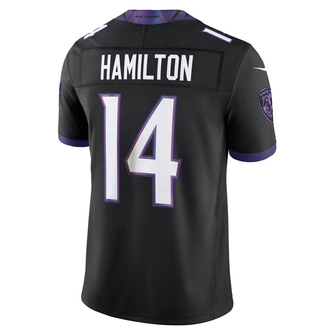 Men's Baltimore Ravens Kyle Hamilton Black Alternate Vapor F.U.S.E. Stitched