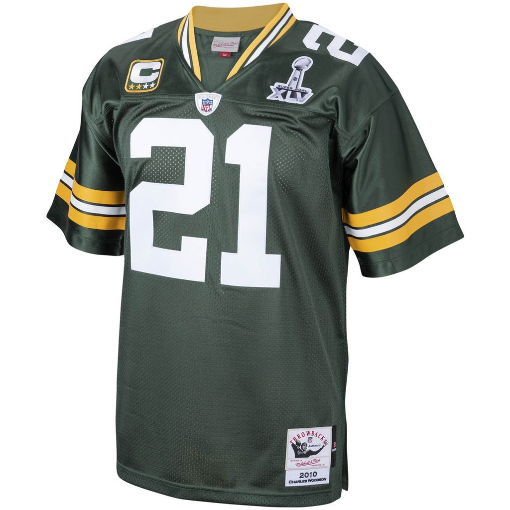 Men's Green Bay Packers 2010 Charles Woodson Green Throwback Retired Player Jersey