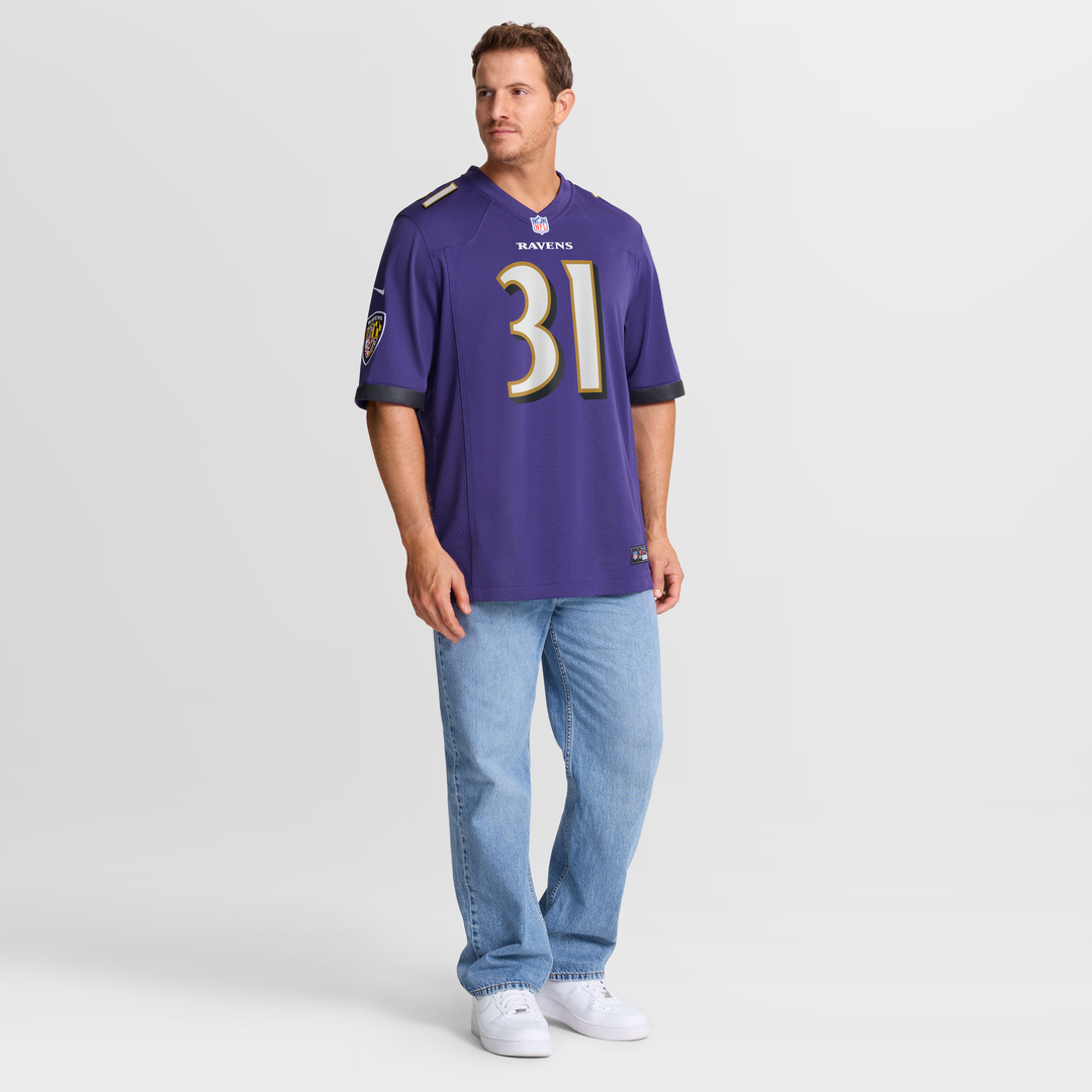 Men's Baltimore Ravens Jamal Lewis Purple Game Retired Player Jersey