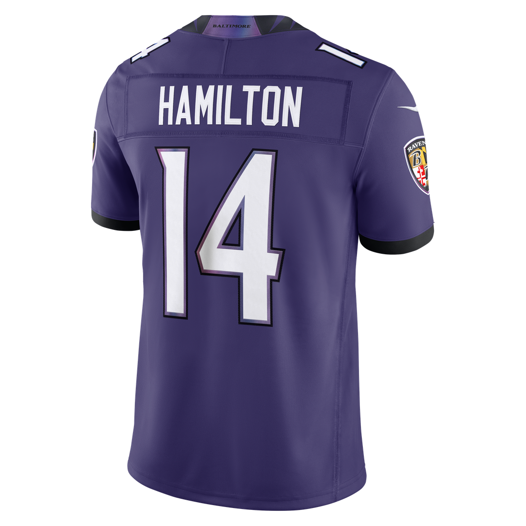 Men's Baltimore Ravens Kyle Hamilton Purple Team Vapor F.U.S.E. Stitched