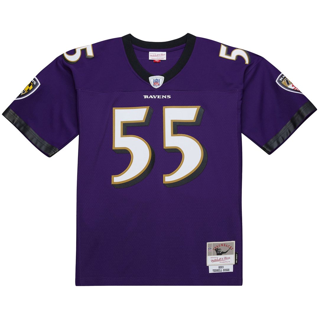 Men's Baltimore Ravens Terrell Suggs White 2003 Legacy Replica Player Jersey