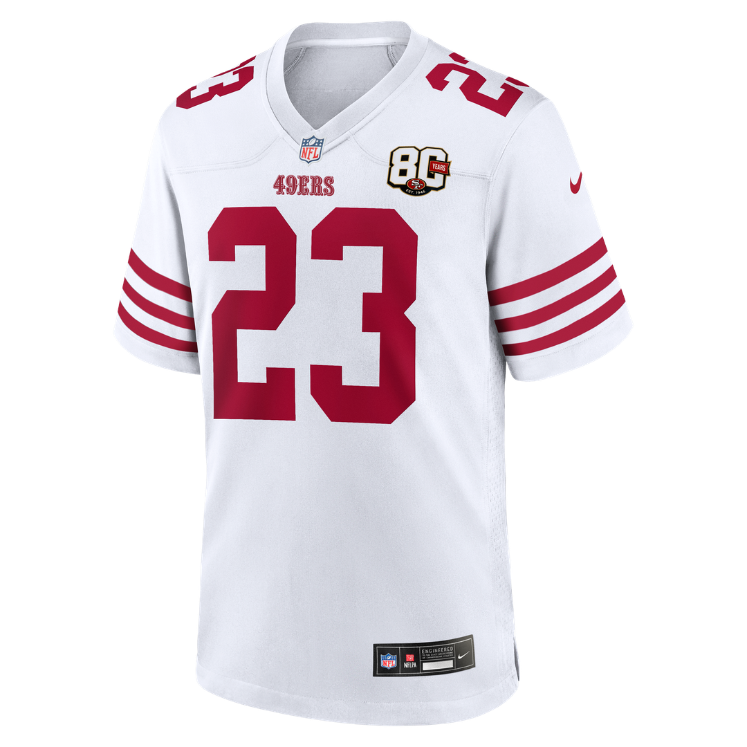 Men's San Francisco 49ers Christian McCaffrey White 80th Anniversary
