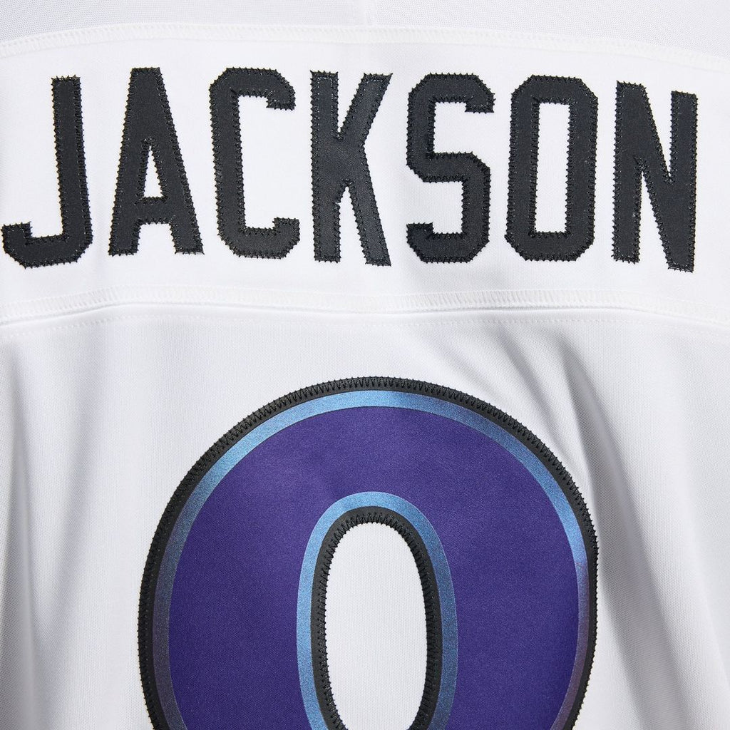 Men's Baltimore Ravens Lamar Jackson White Vapor F.U.S.E. Stitched