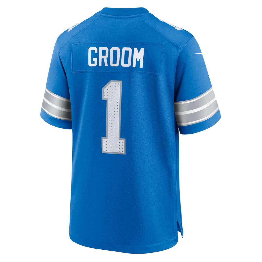 Men's Detroit Lions Number 1 Groom Blue