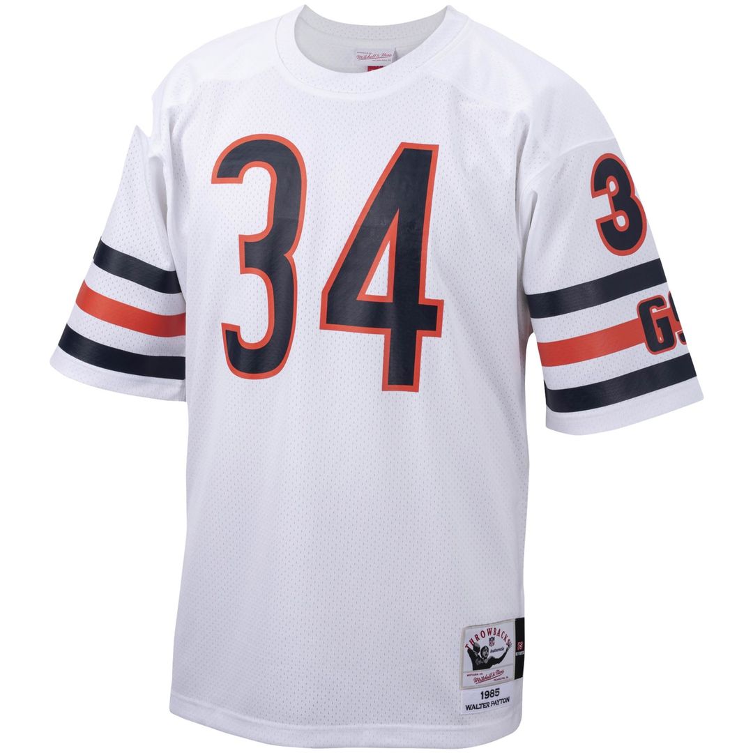 Men's Chicago Bears 1985 Walter Payton White Authentic Throwback Retired Player Jersey