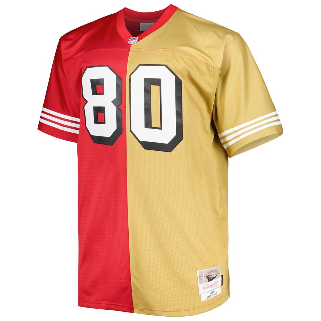 Men's San Francisco 49ers Jerry Rice Scarlet/Gold Big & Tall Split Legacy Retired Player Replica Jersey