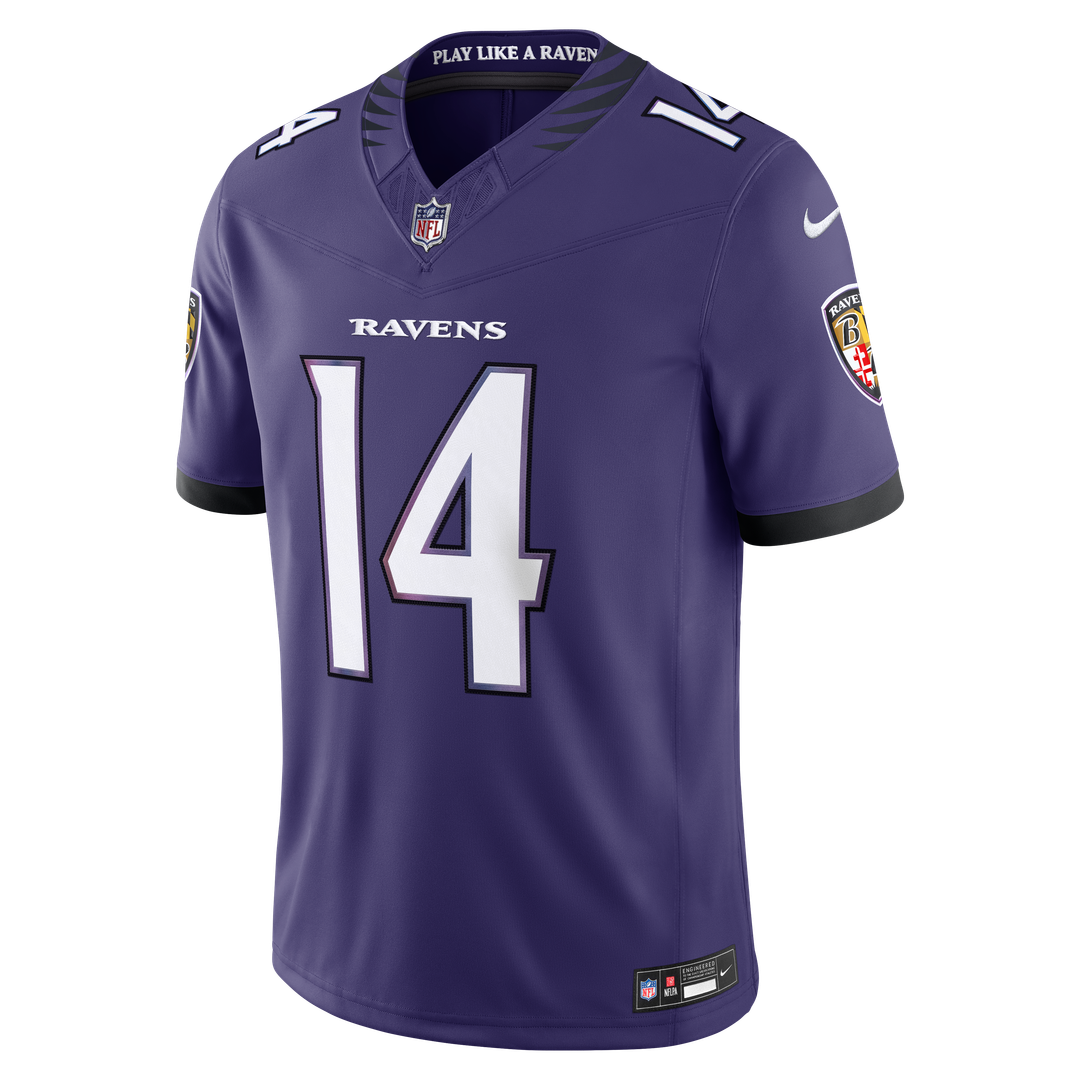 Men's Baltimore Ravens Kyle Hamilton Purple Team Vapor F.U.S.E. Stitched