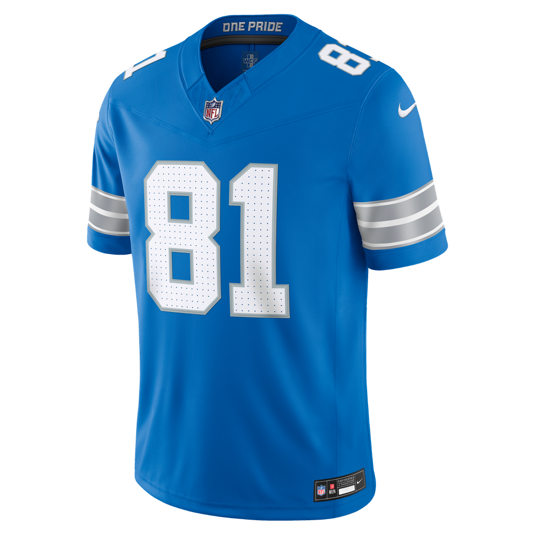 Men's Detroit Lions Calvin Johnson Blue Vapor F.U.S.E. Stitched Retired