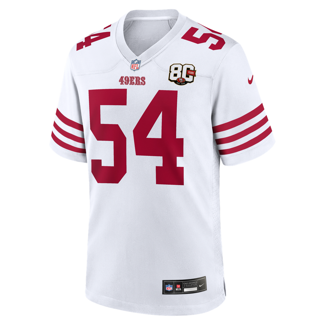 Men's San Francisco 49ers Fred Warner White 80th Anniversary