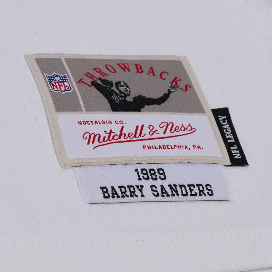 Men's Detroit Lions Barry Sanders White 1989 Legacy Replica Player Jersey
