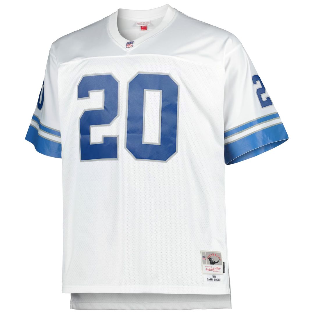 Men's Detroit Lions Barry Sanders White Big & Tall 1996 Retired Player Replica Jersey