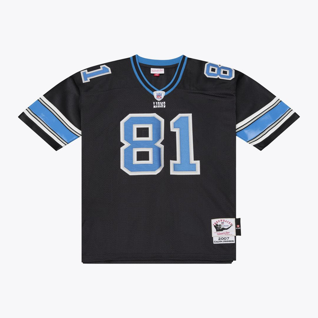 Men's Detroit Lions Calvin Johnson Black 2007 Authentic Throwback Jersey