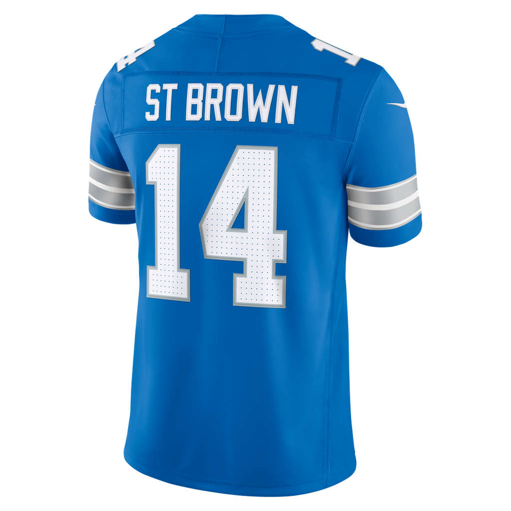 Men's Detroit Lions Amon-Ra St. Brown Blue Team Vapor F.U.S.E. Stitched