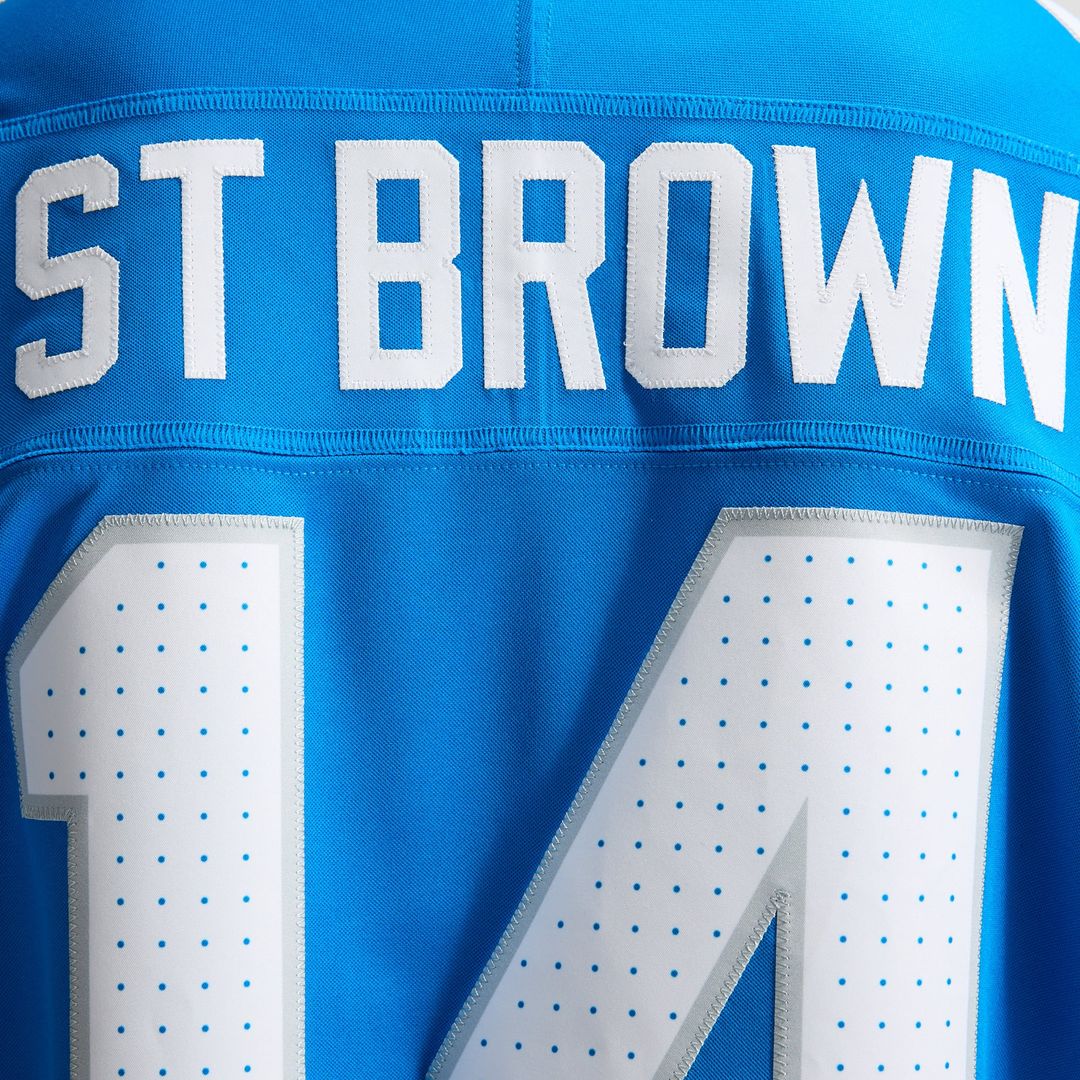 Men's Detroit Lions Amon-Ra St. Brown Blue Team Vapor F.U.S.E. Stitched