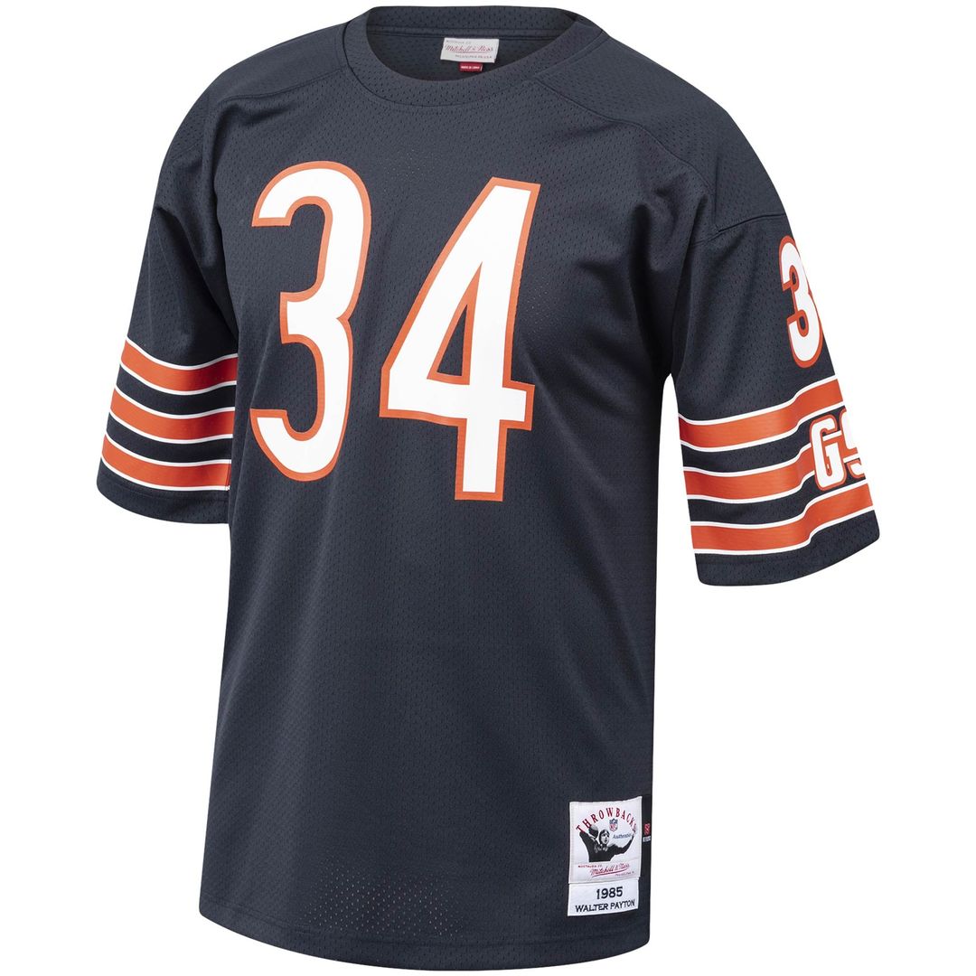 Men's Chicago Bears 1985 Walter Payton Navy Authentic Throwback Retired Player Jersey
