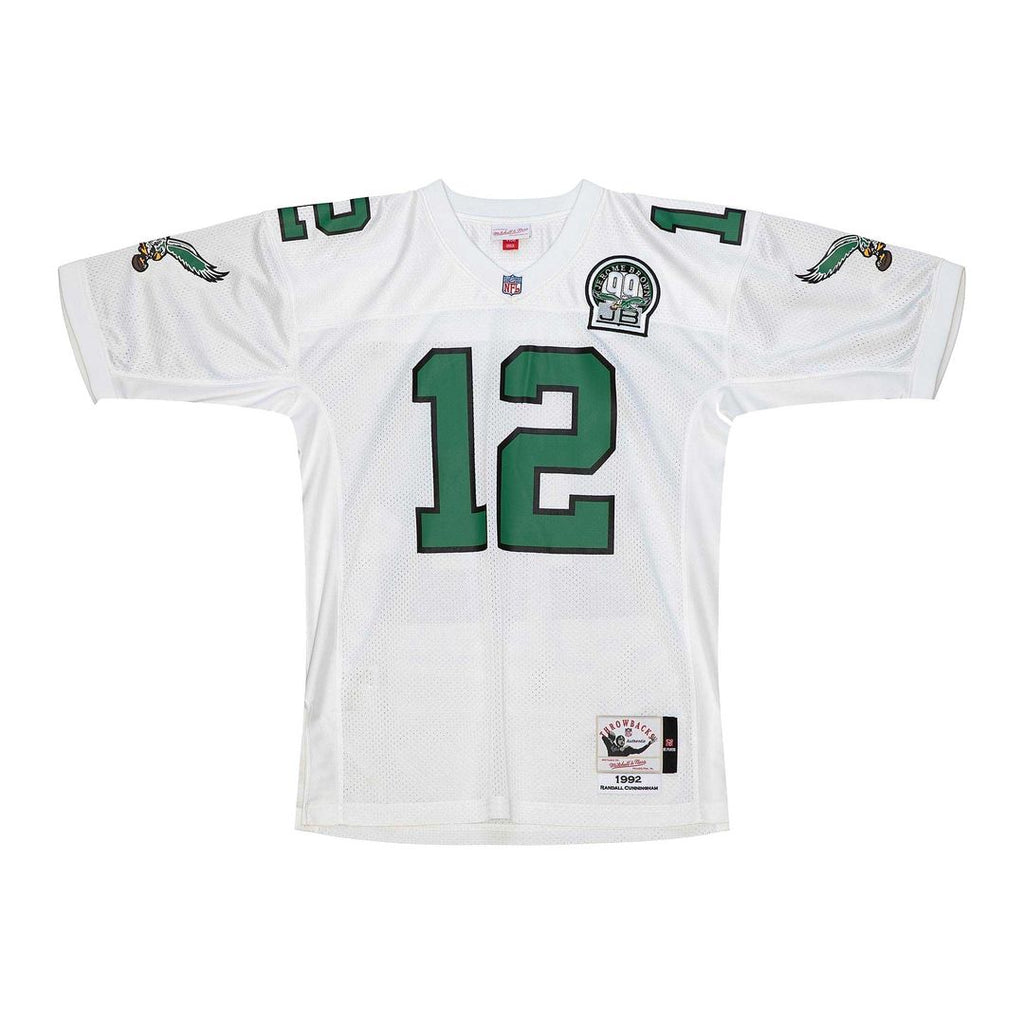 Men's Philadelphia Eagles 1992 Randall Cunningham White Authentic Throwback Retired Player Jersey
