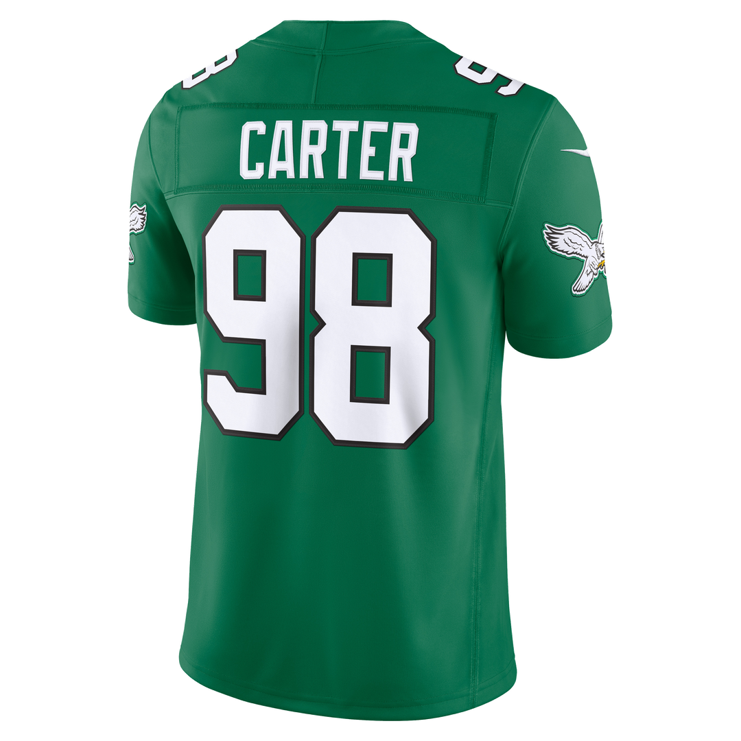 Men's Philadelphia Eagles Jalen Carter Kelly Green Alternate Vapor F.U.S.E. Stitched