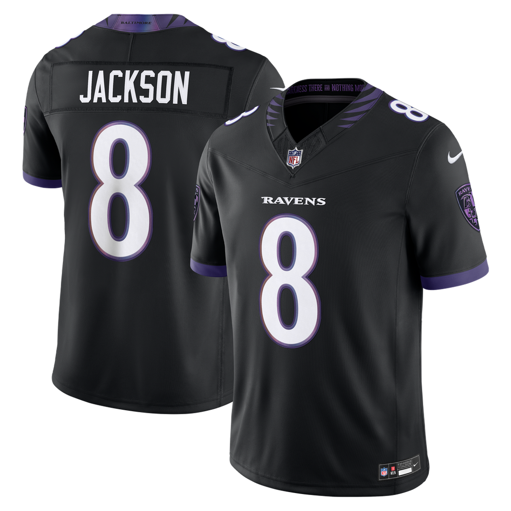 Men's Baltimore Ravens Lamar Jackson Black Alternate Alternate Vapor F.U.S.E. Stitched