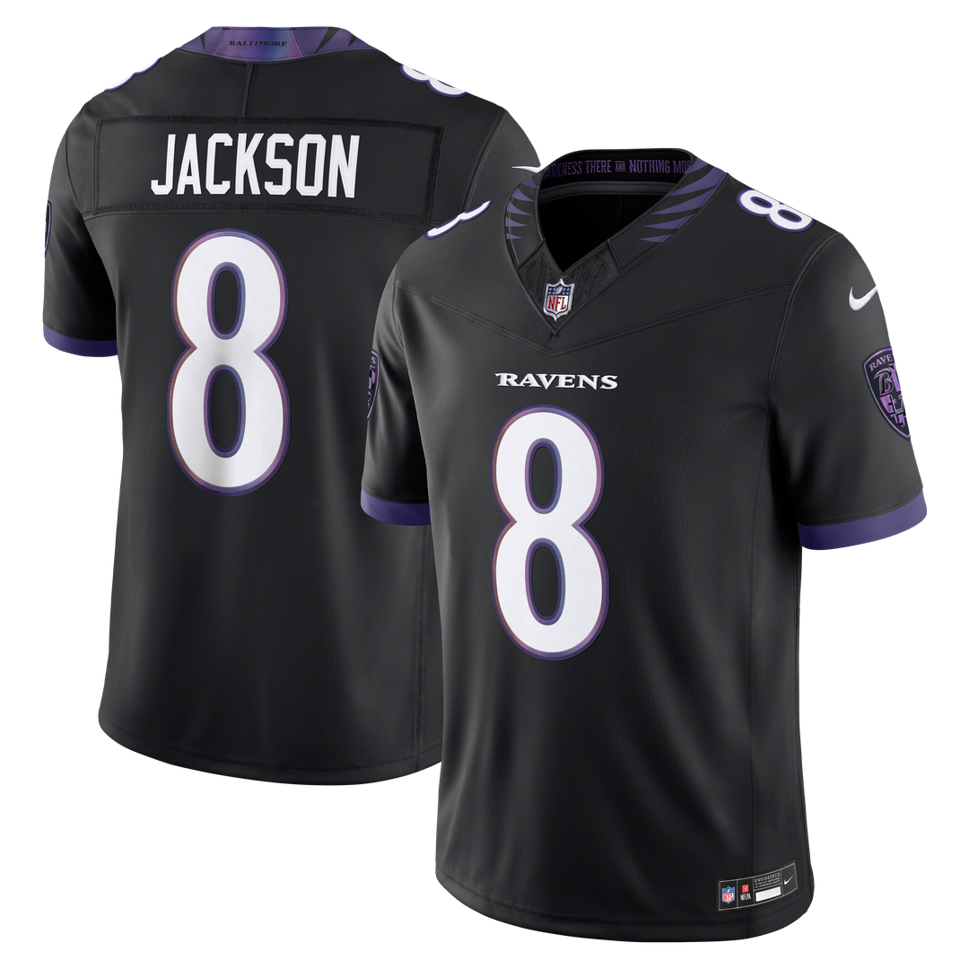 Men's Baltimore Ravens Lamar Jackson Black Alternate Alternate Vapor F.U.S.E. Stitched