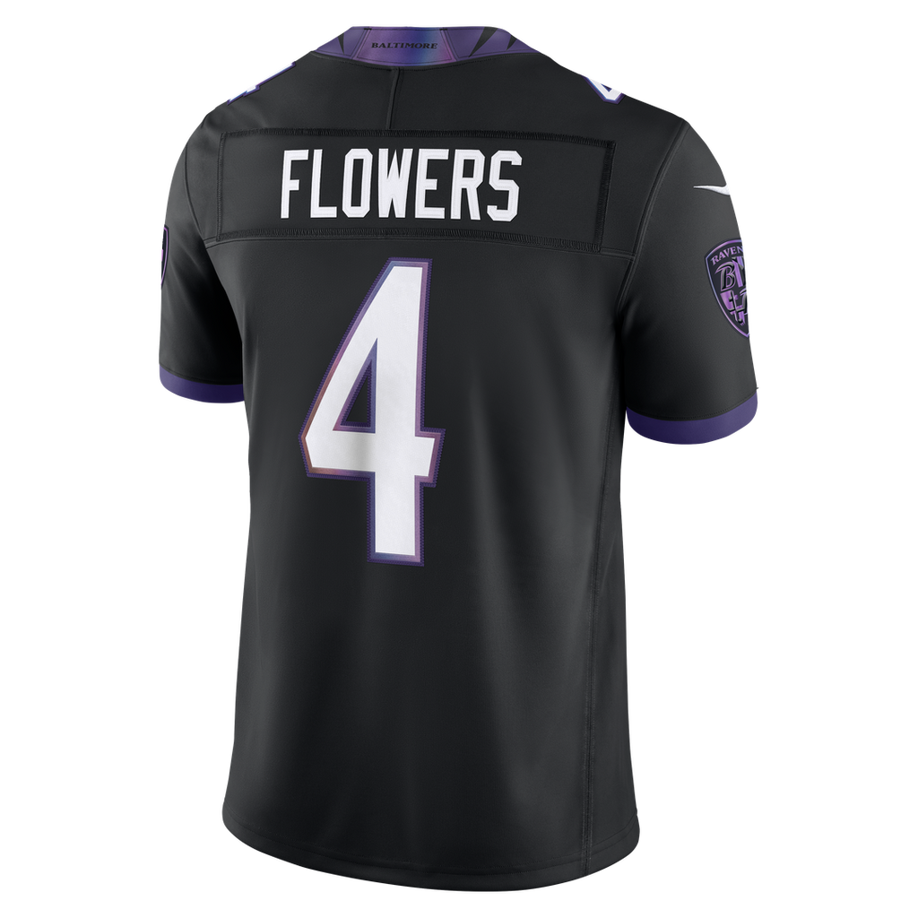 Men's Baltimore Ravens Zay Flowers Black Alternate Alternate Vapor F.U.S.E. Stitched