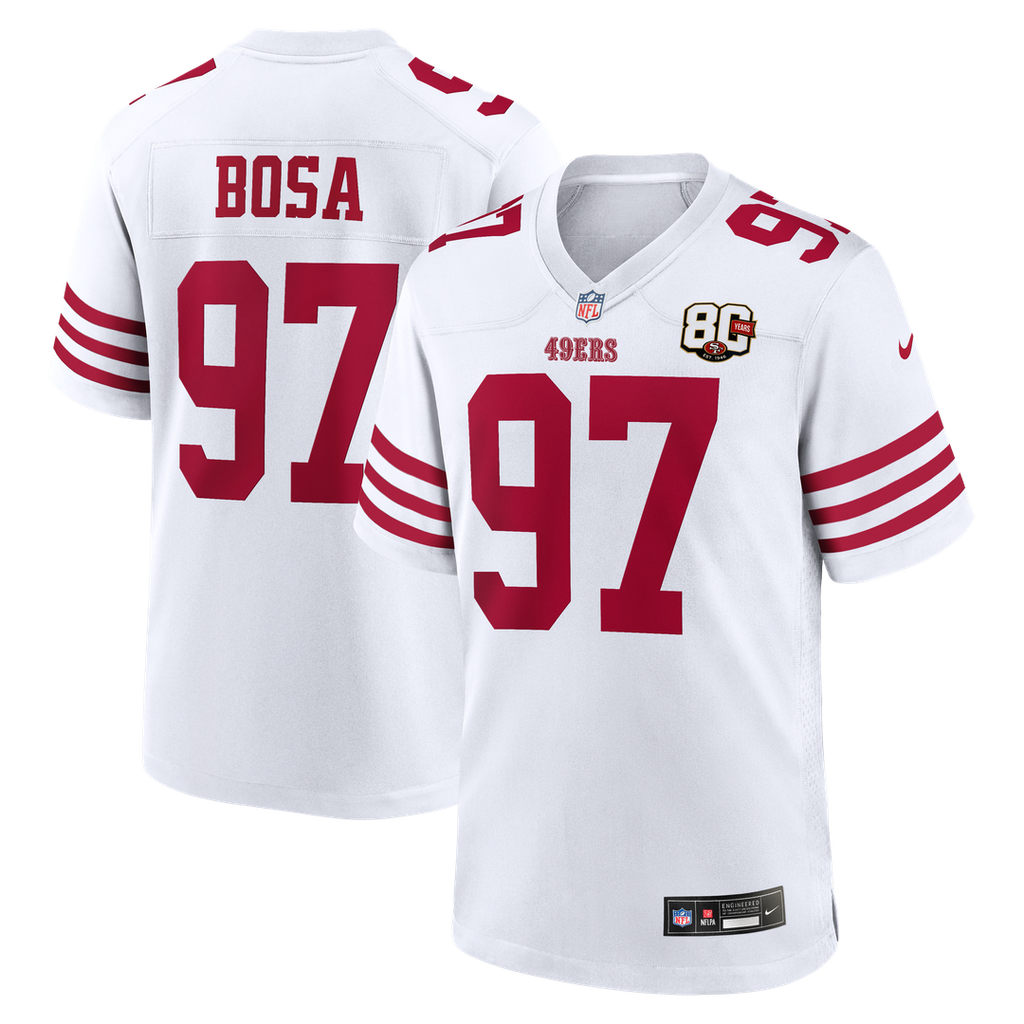 Men's San Francisco 49ers Nick Bosa White 80th Anniversary