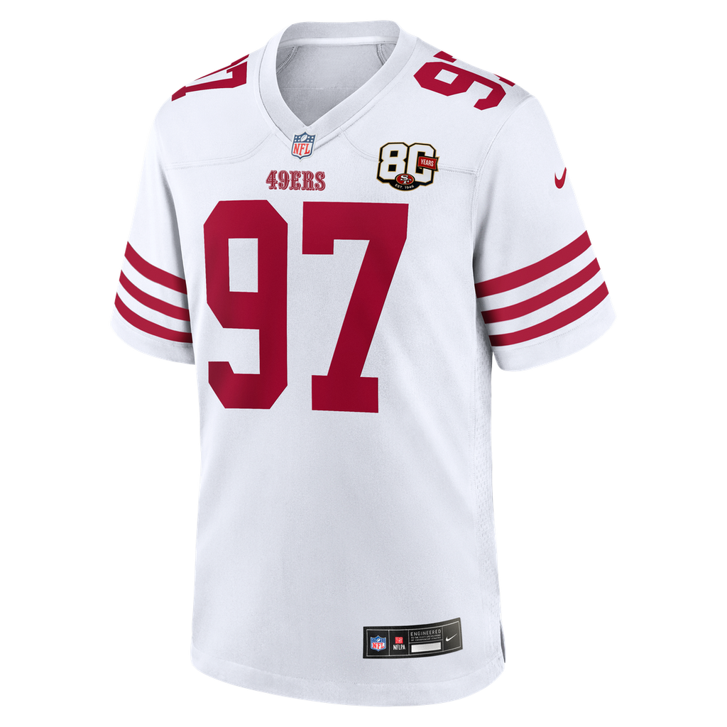 Men's San Francisco 49ers Nick Bosa White 80th Anniversary