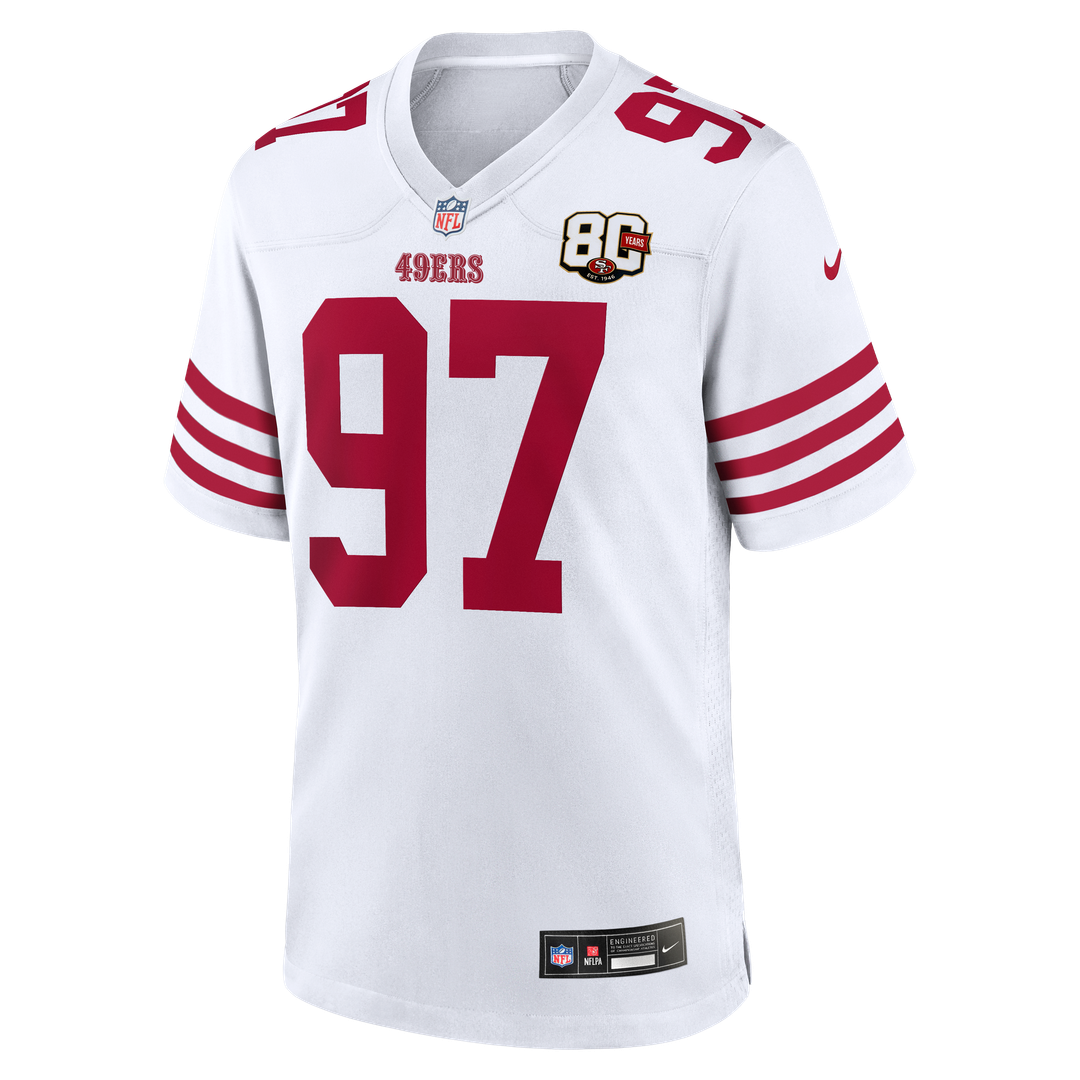 Men's San Francisco 49ers Nick Bosa White 80th Anniversary