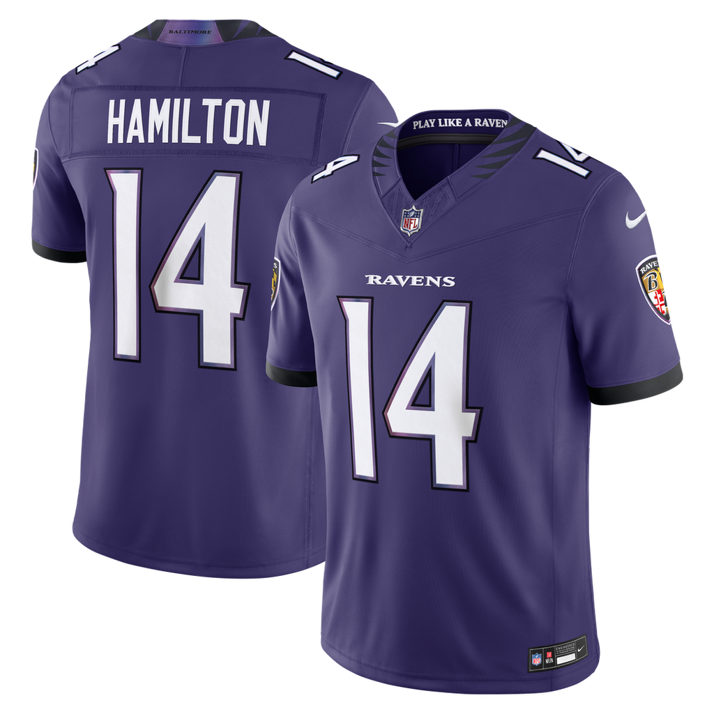 Men's Baltimore Ravens Kyle Hamilton Purple Team Vapor F.U.S.E. Stitched