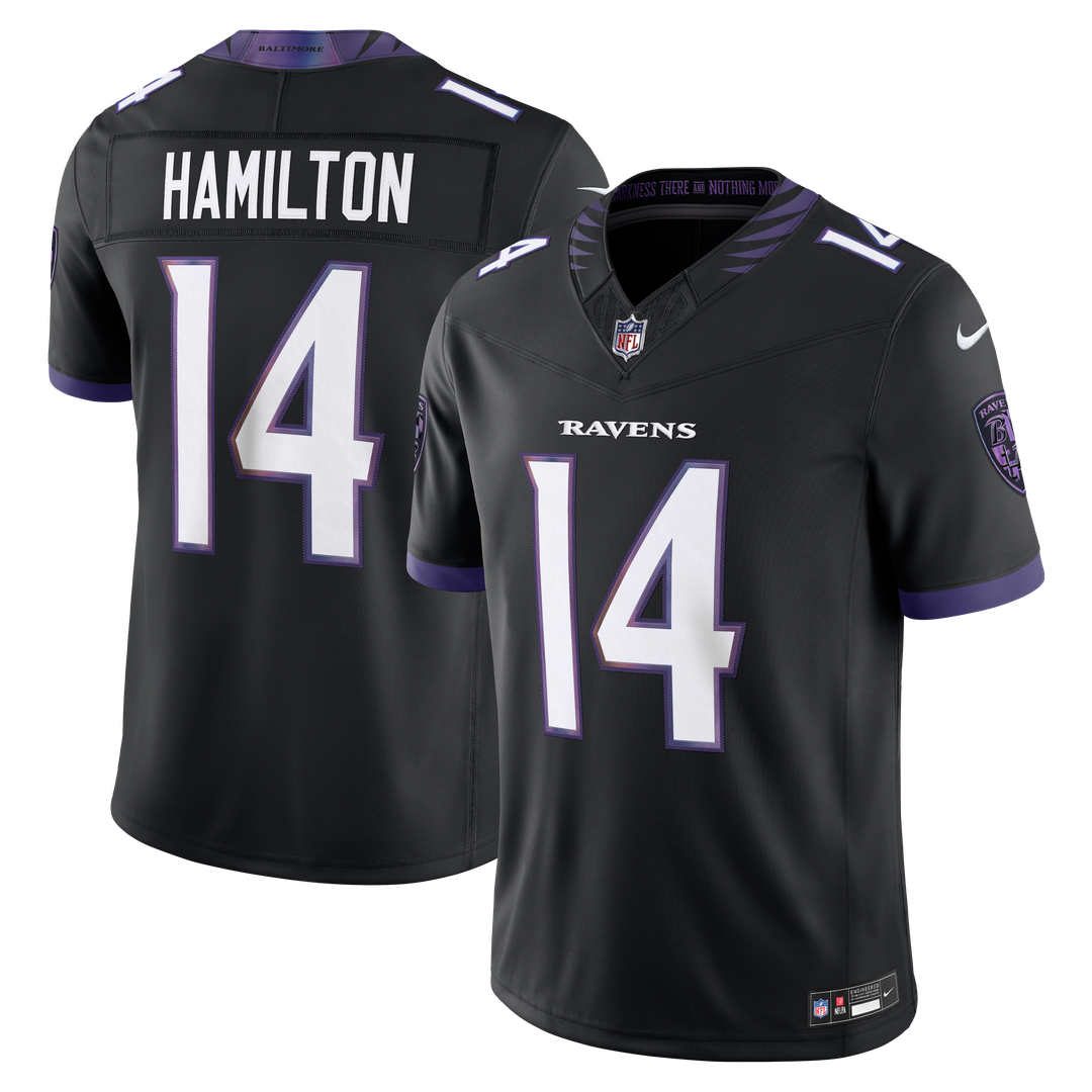Men's Baltimore Ravens Kyle Hamilton Black Alternate Vapor F.U.S.E. Stitched
