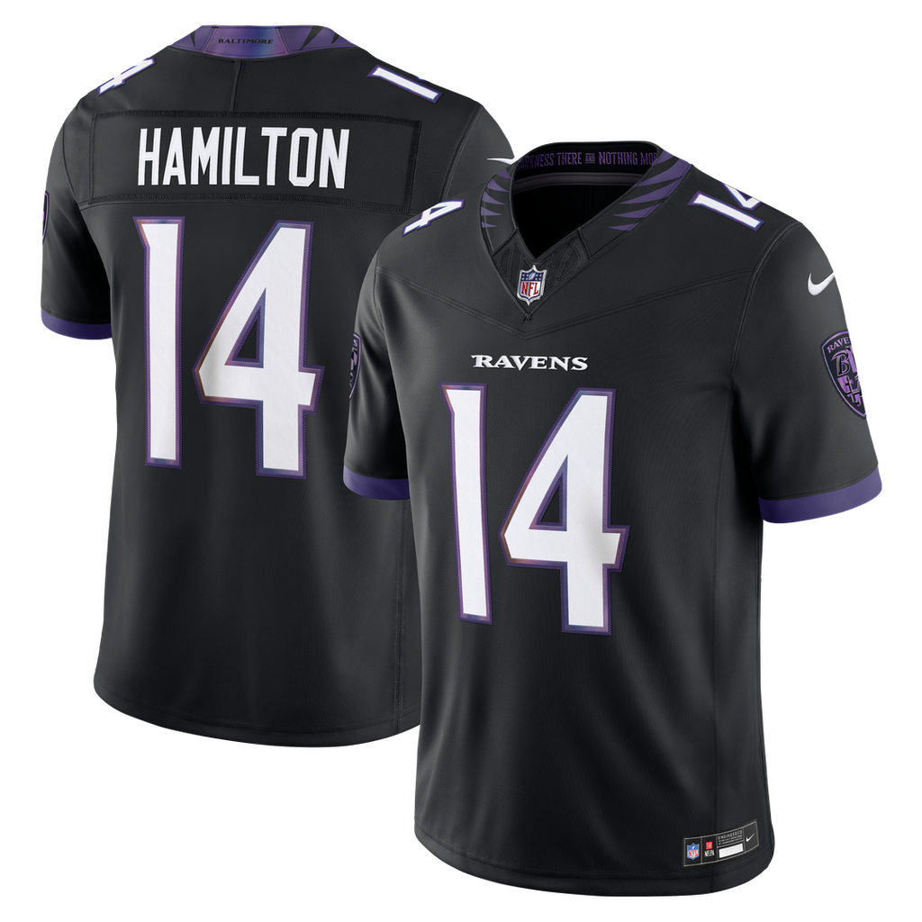 Men's Baltimore Ravens Kyle Hamilton Purple Team Vapor F.U.S.E. Stitched