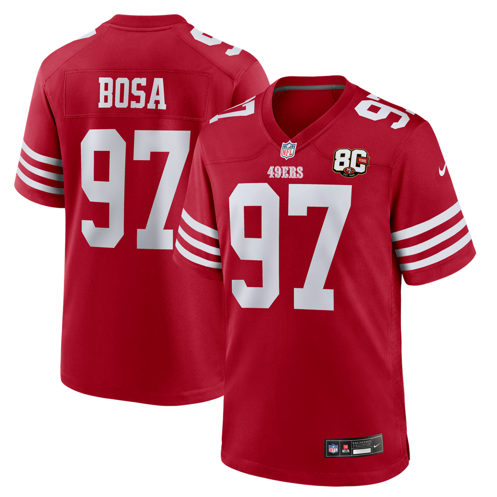 Men's San Francisco 49ers Nick Bosa Scarlet 80th Anniversary
