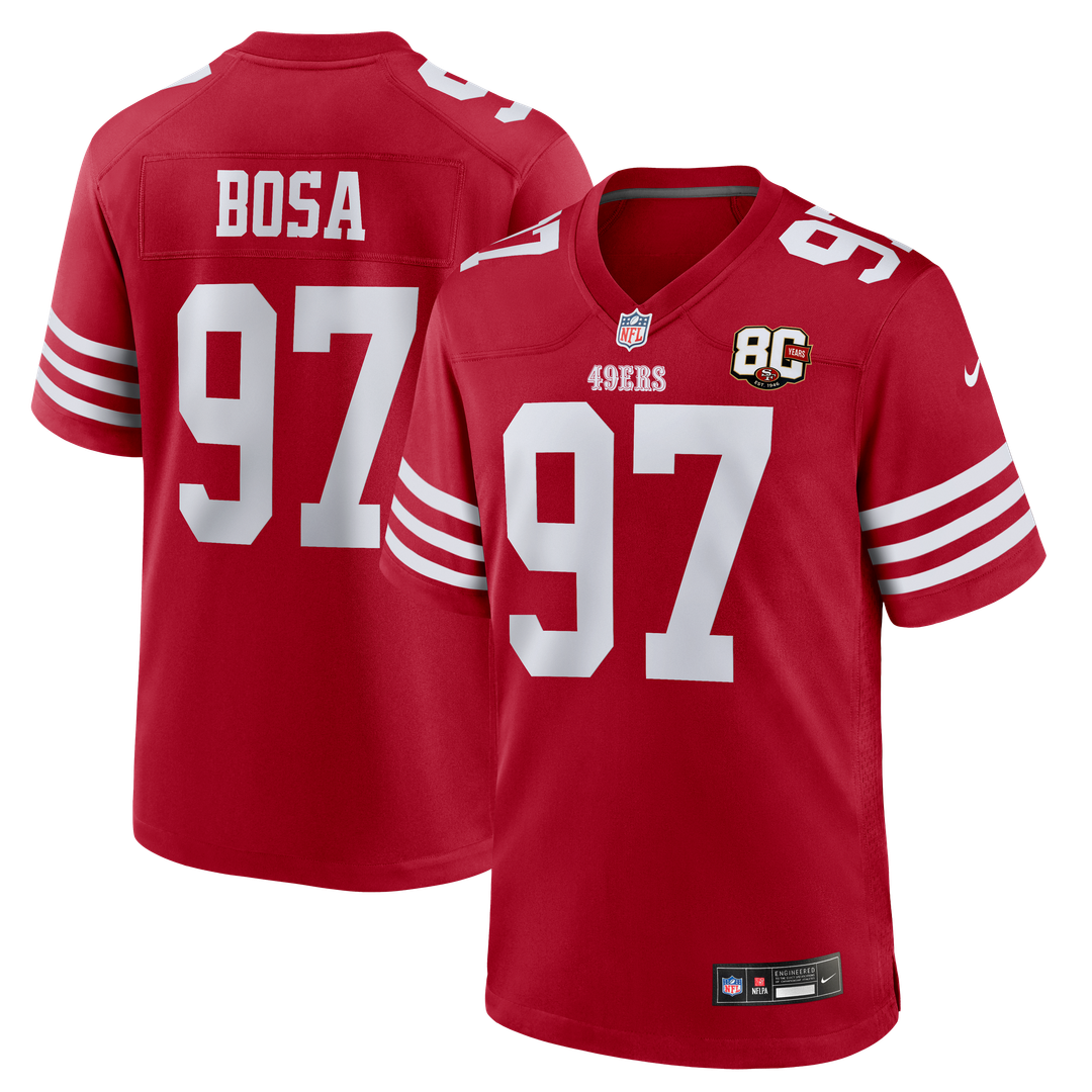 Men's San Francisco 49ers Nick Bosa White 80th Anniversary