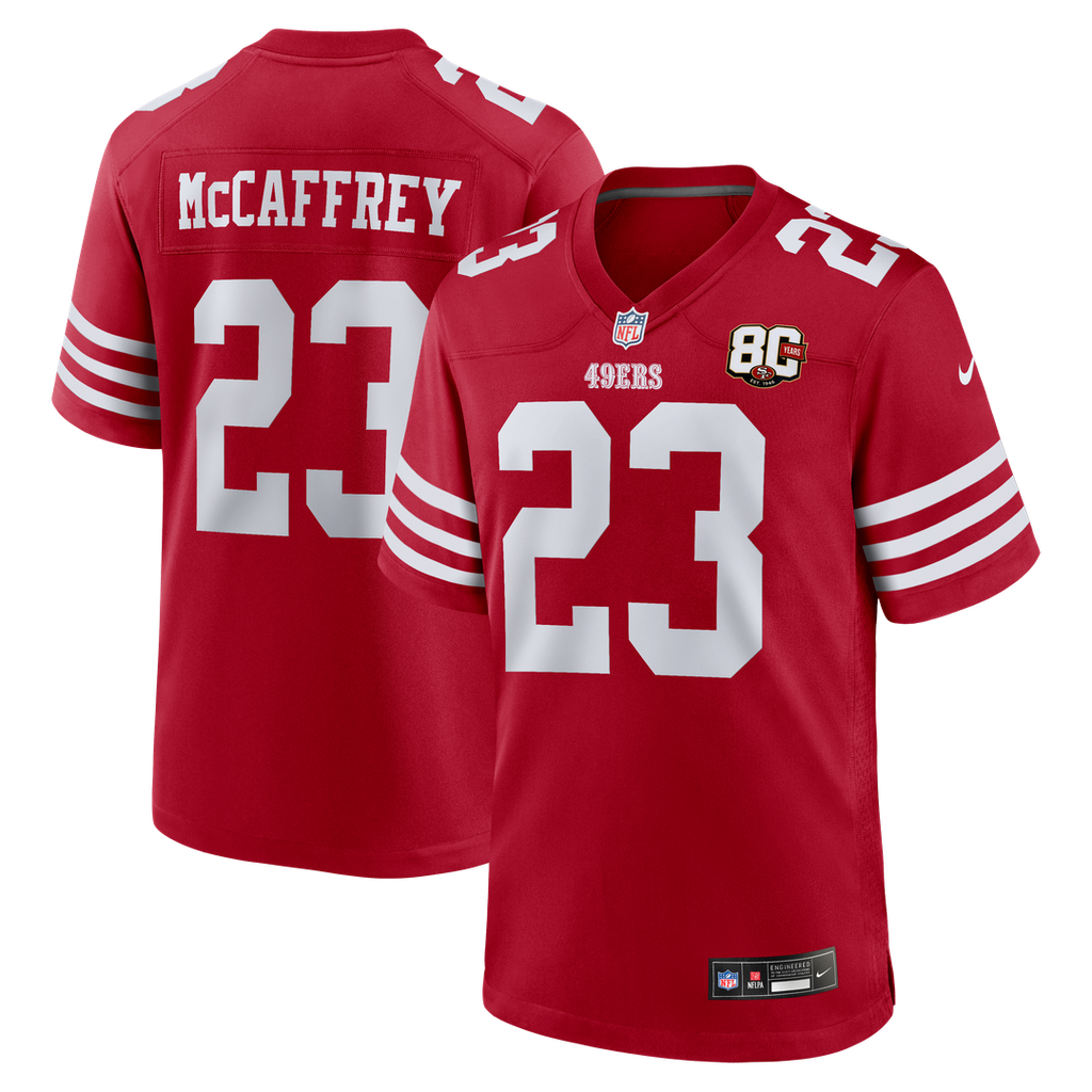 Men's San Francisco 49ers Christian McCaffrey White 80th Anniversary