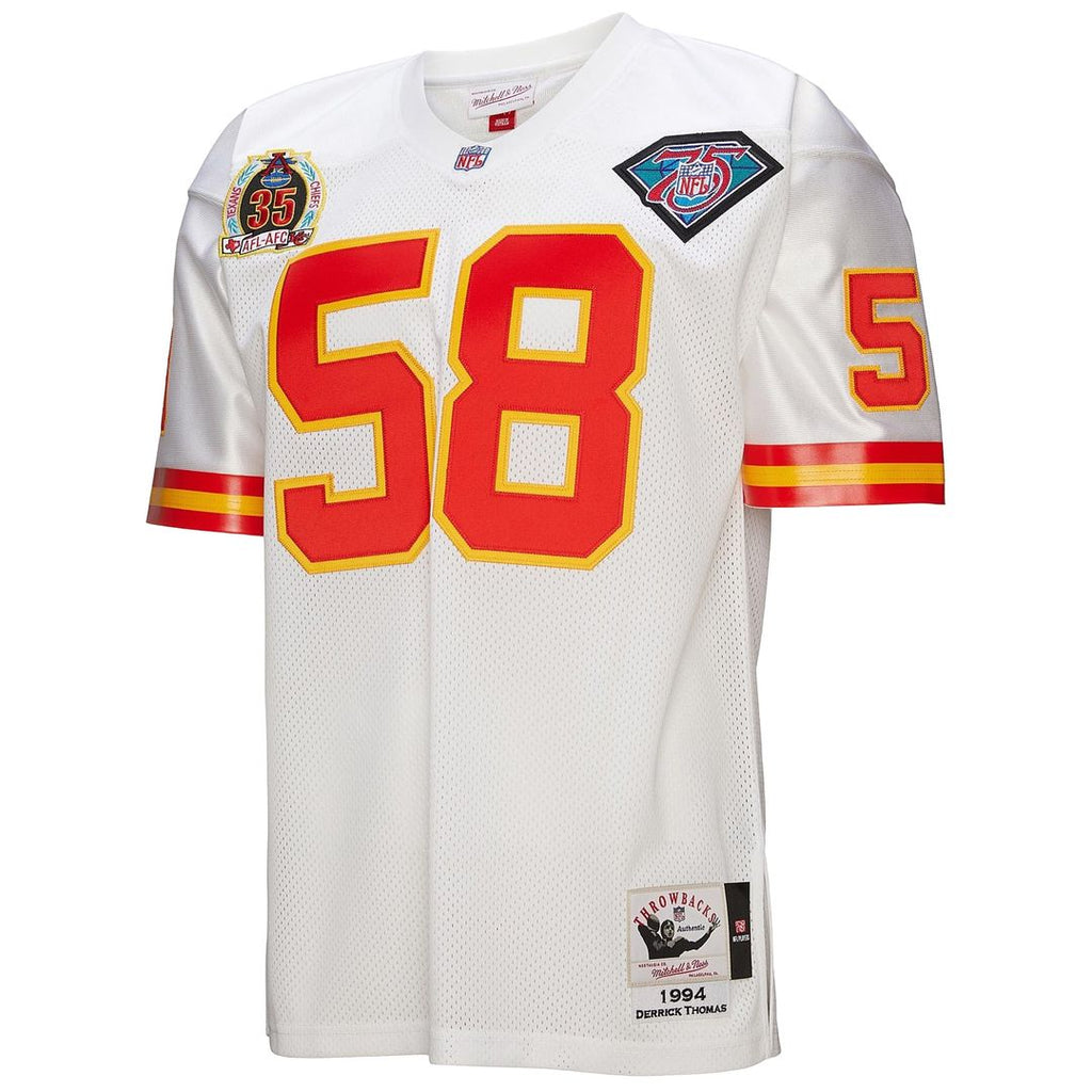 Men's Kansas City Chiefs 1994 Derrick Thomas White Authentic Throwback Retired Player Jersey