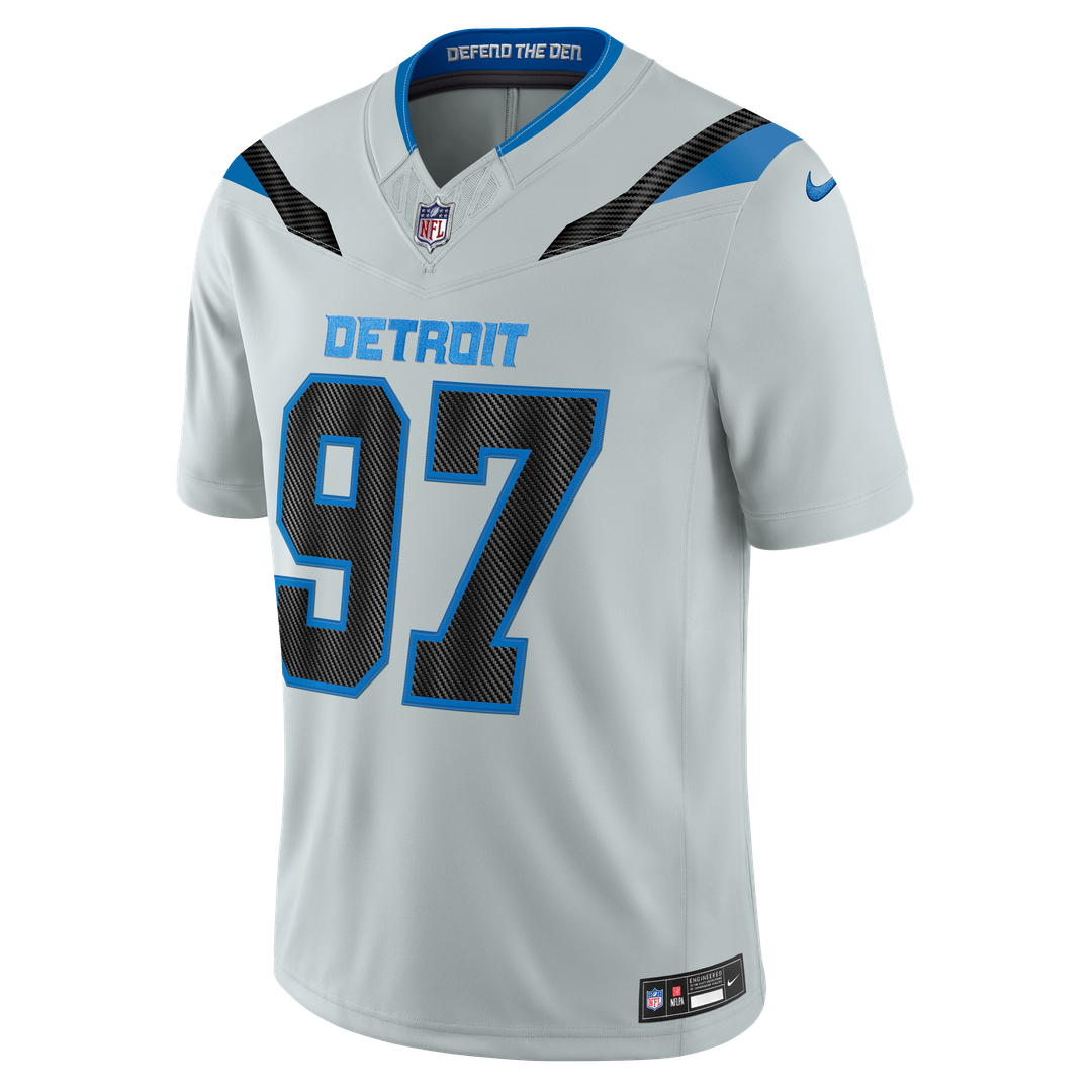 Men's Detroit Lions Aidan Hutchinson Silver 2026 Rivalries Collection Stitched