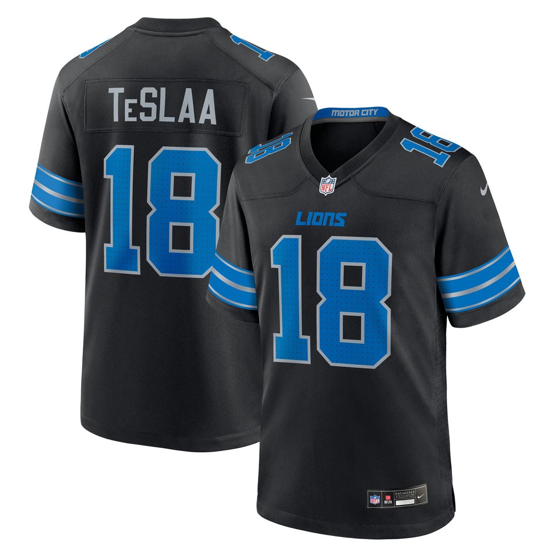 Men's Detroit Lions Isaac TeSlaa Black Alternate Game Player Jersey