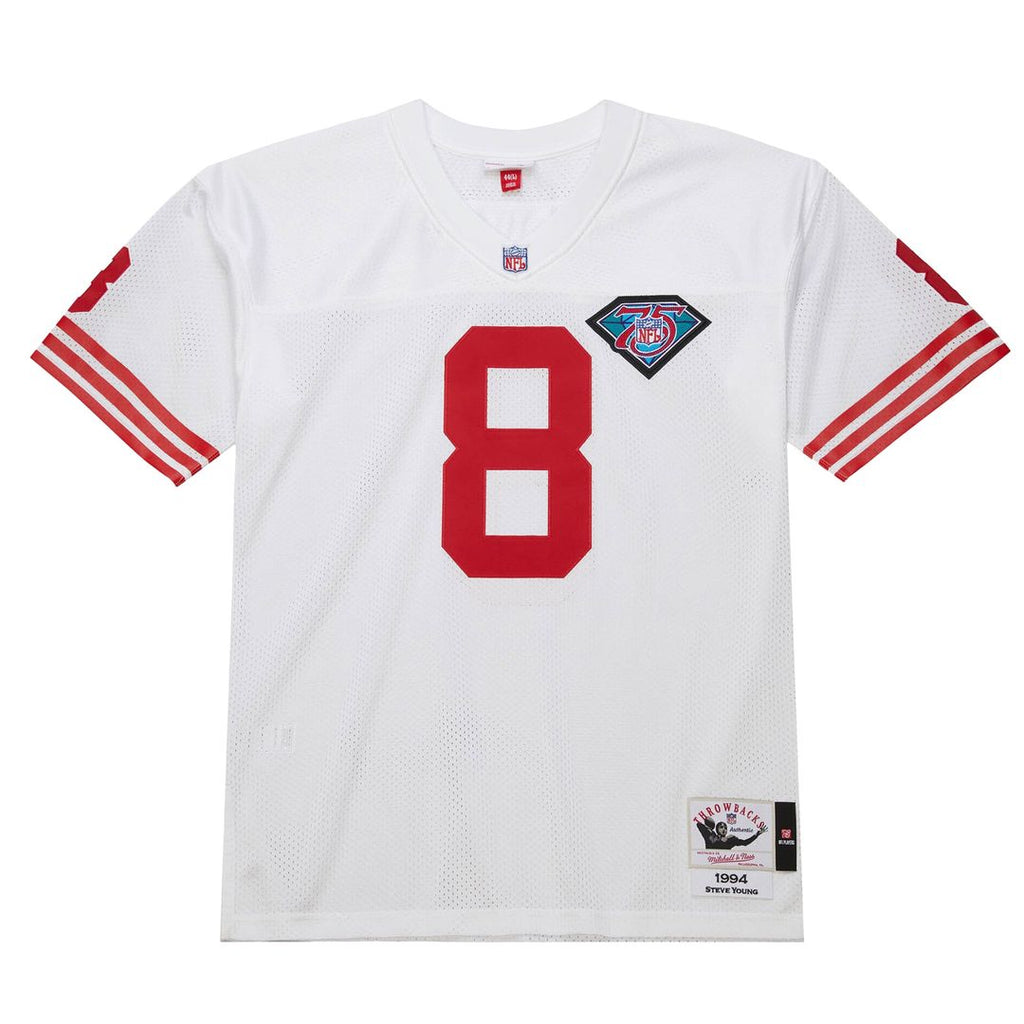 Men's San Francisco 49ers 1994 Steve Young White Authentic Throwback Retired Player Jersey