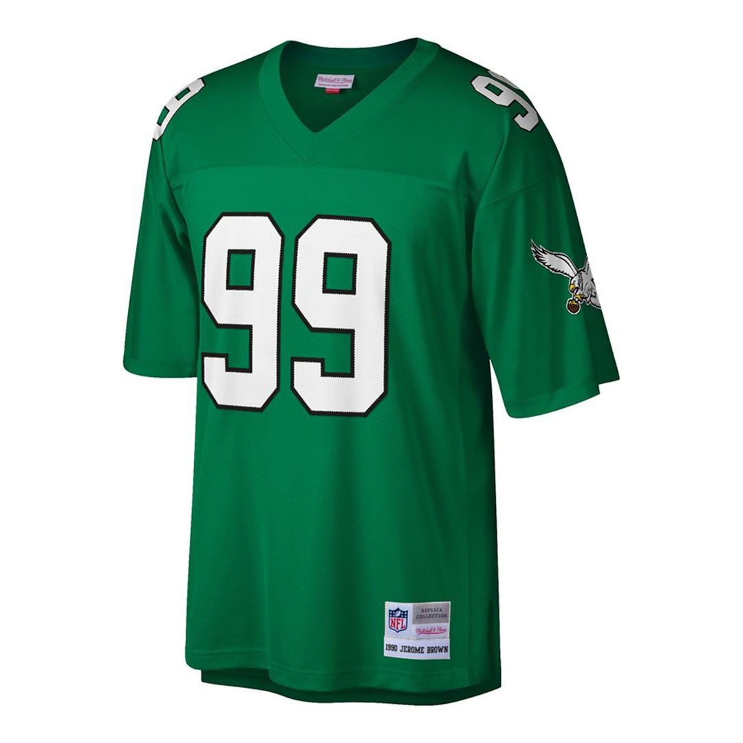 Men's Philadelphia Eagles Jerome Brown Kelly Green Big & Tall 1990 Retired Player Replica Jersey