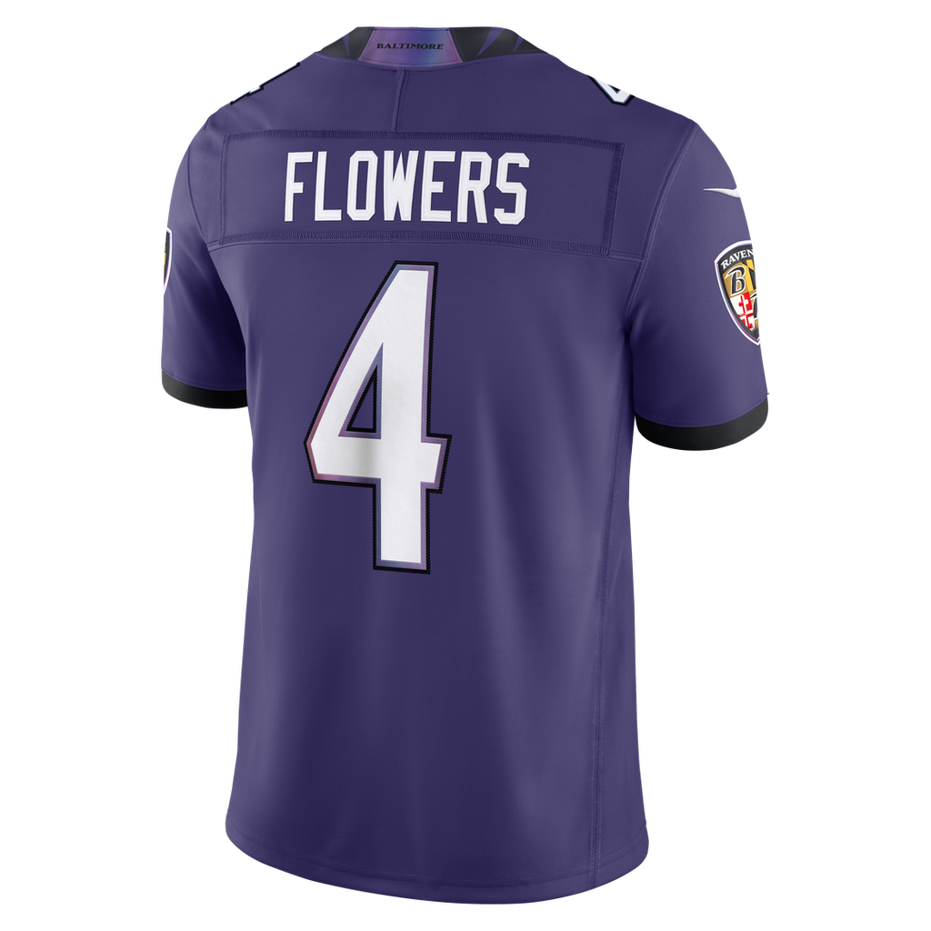 Men's Baltimore Ravens Zay Flowers Purple Team Vapor F.U.S.E. Stitched
