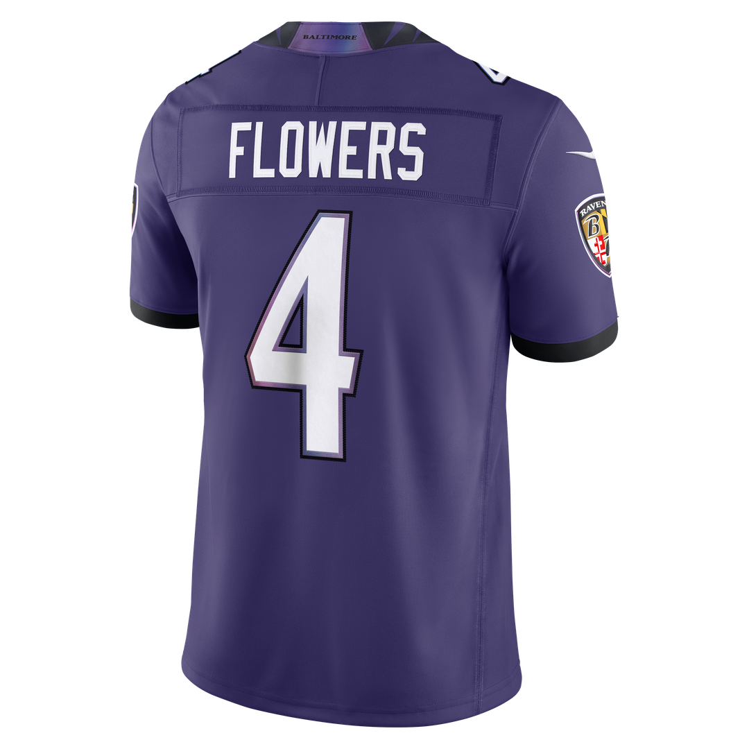 Men's Baltimore Ravens Zay Flowers Purple Team Vapor F.U.S.E. Stitched