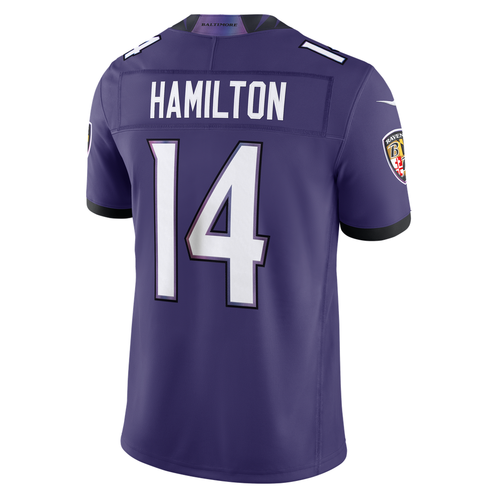 Men's Baltimore Ravens Kyle Hamilton Purple Team Vapor F.U.S.E. Stitched