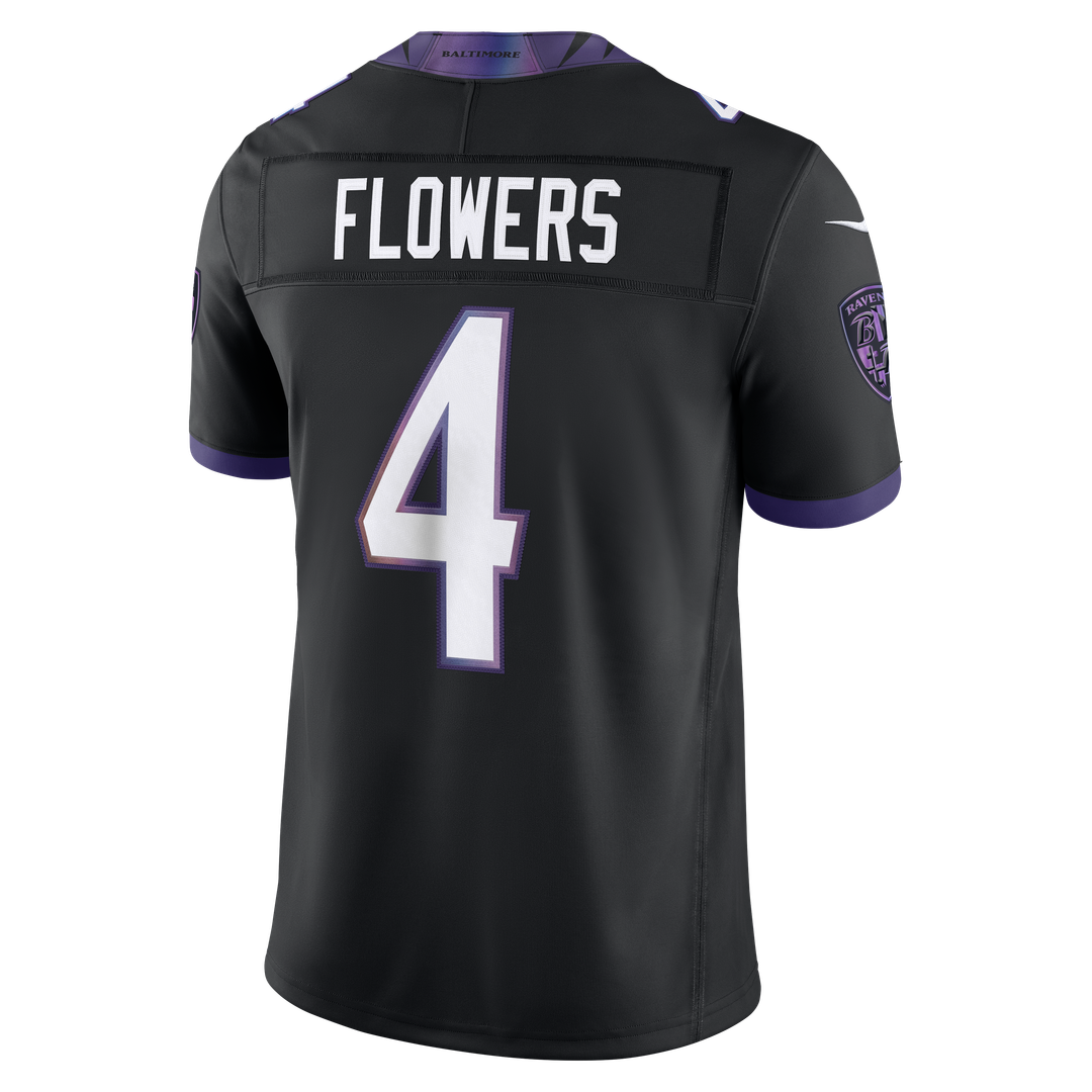 Men's Baltimore Ravens Zay Flowers Black Alternate Alternate Vapor F.U.S.E. Stitched