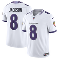 Men's Baltimore Ravens Lamar Jackson White Vapor F.U.S.E. Stitched