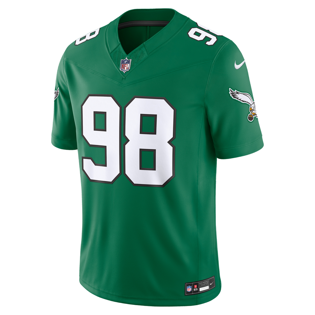 Men's Philadelphia Eagles Jalen Carter Kelly Green Alternate Vapor F.U.S.E. Stitched