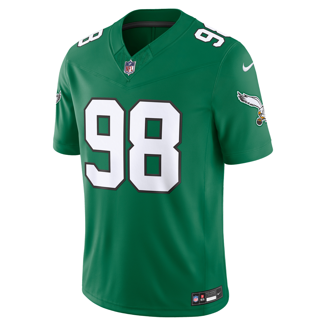 Men's Philadelphia Eagles Jalen Carter Kelly Green Alternate Vapor F.U.S.E. Stitched
